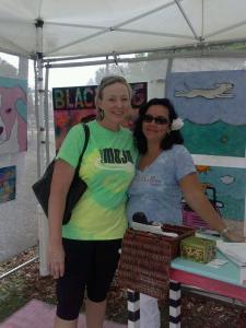 Maureen and Shari at Shari's Booth - Winter Park Doggie Art Festival 2014 - we had a blast!